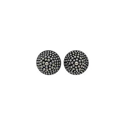 Pre-owned John Hardy Sterling Silver Dot Dome Stud Earrings #24886 In Multi