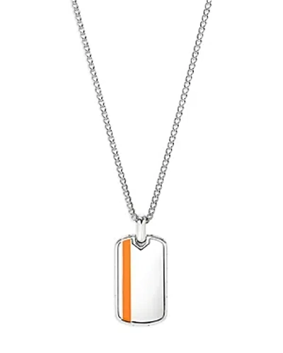 John Hardy Sterling Silver Enamel Dog Tag Pendant Necklace, 22 In Silver/orange
