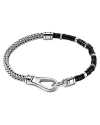 JOHN HARDY STERLING SILVER HEISHI BLACK ONYX BEADED FLEX BRACELET