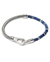 JOHN HARDY STERLING SILVER HEISHI LAPIS LAZULI BEADED FLEX BRACELET