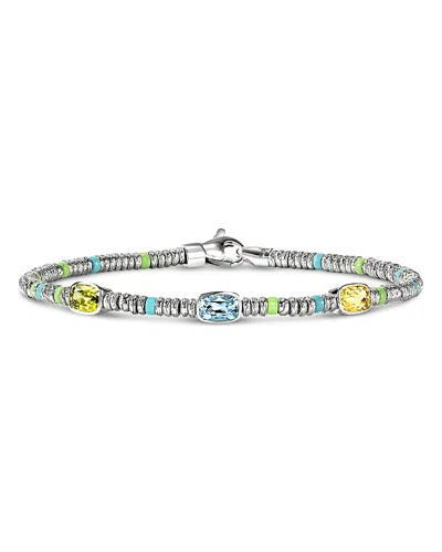 John Hardy Sterling Silver Heishi Multi Gemstone Bead Bracelet In Metallic