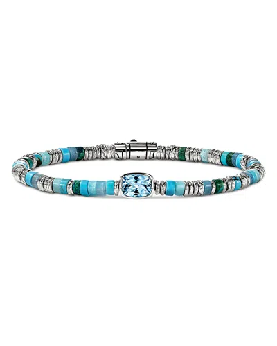 John Hardy Sterling Silver Heishi Multi Gemstone Bead Bracelet In Blue