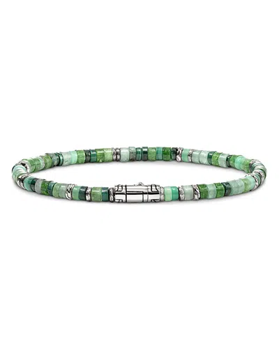 John Hardy Sterling Silver Heishi Multi Green Stone Bead Bracelet In Metallic