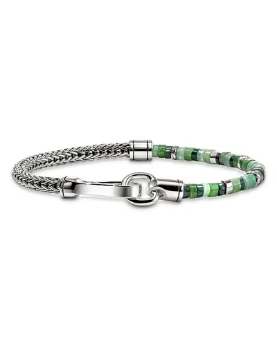 John Hardy Sterling Silver Heishi Multi Green Stone Chain Bracelet In Neutral