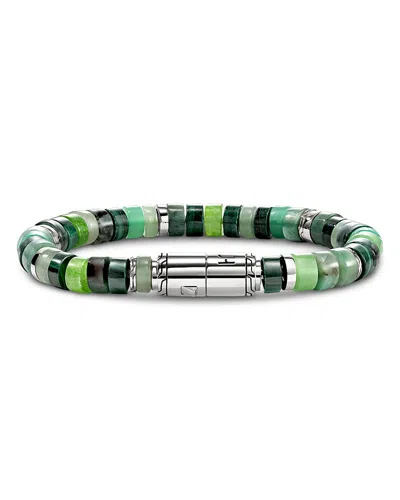 John Hardy Sterling Silver Heishi Multi Stone Green Bead Bracelet