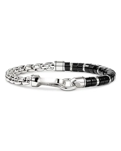 John Hardy Sterling Silver Heishi Onyx Half Beaded Bracelet