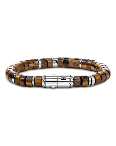 John Hardy Sterling Silver Heishi Tiger Eye Bead Bracelet In Brown