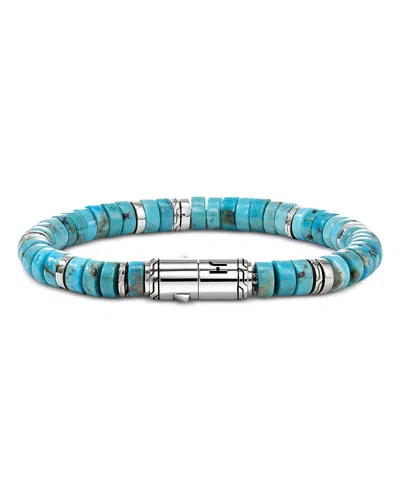 John Hardy Sterling Silver Heishi Turquoise Bead Bracelet In Blue