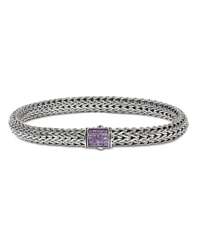 John Hardy Sterling Silver Icon Amethyst Woven Link Bracelet In Gray