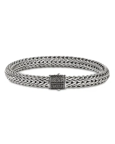 John Hardy Sterling Silver Icon Black Sapphire Pave Woven Chain Link Bracelet, 5mm