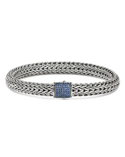 John Hardy Sterling Silver Icon Blue Sapphire Pave Woven Link Bracelet In Multi