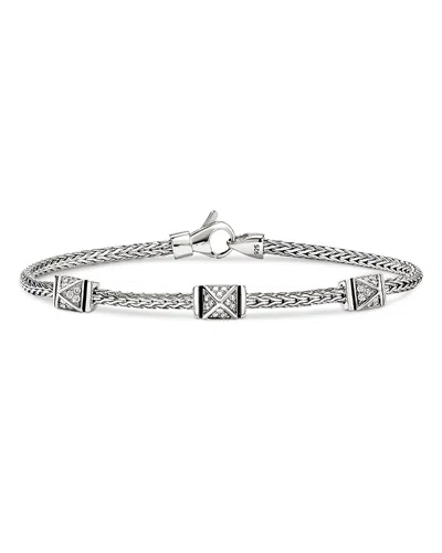 John Hardy Sterling Silver Icon Diamond Pyramid Custer Chain Bracelet In Gray