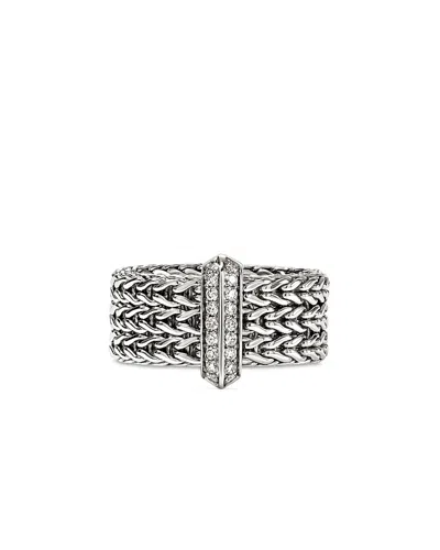 John Hardy Sterling Silver Icon Diamond Weave Ring