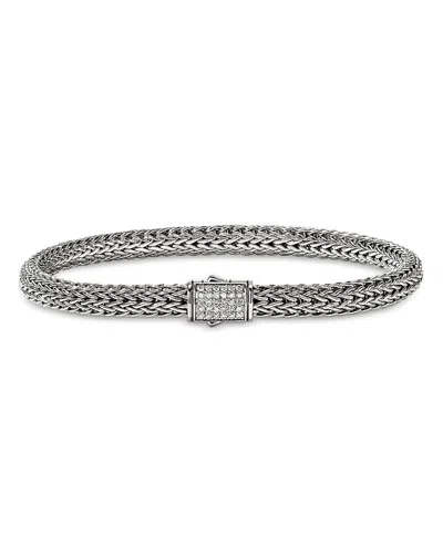 John Hardy Sterling Silver Icon Diamond Woven Bracelet, 5mm In Neutral