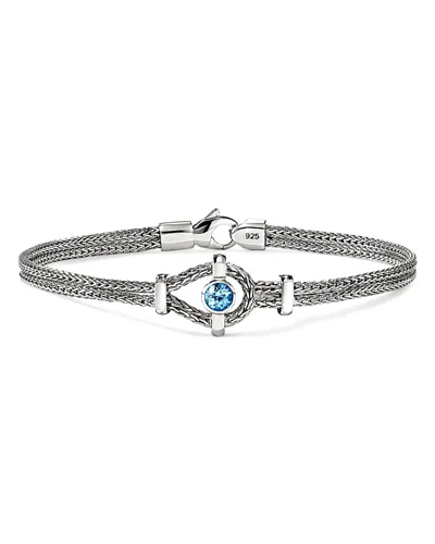 John Hardy Sterling Silver Icon Swiss Blue Topaz Double Woven Link Bracelet