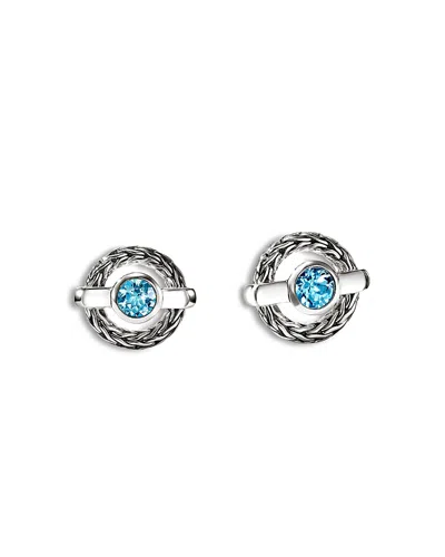 John Hardy Sterling Silver Icon Swiss Blue Topaz Halo Stud Earrings In Multi