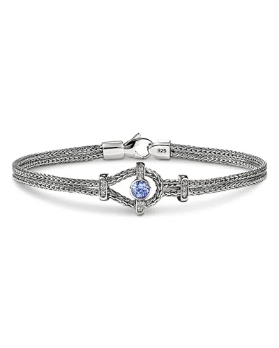 John Hardy Sterling Silver Icon Tanzanite & Diamond Double Woven Link Bracelet
