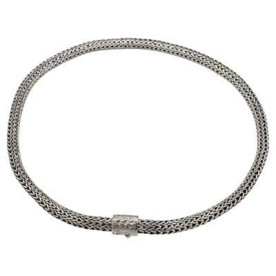 Pre-owned John Hardy Sterling Silver Icon Woven Mesh Wheat Chain Necklace 6mm In Multiple