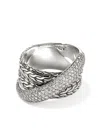 John Hardy Sterling Silver Jh Essential Crossover Diamond Ring In 银色