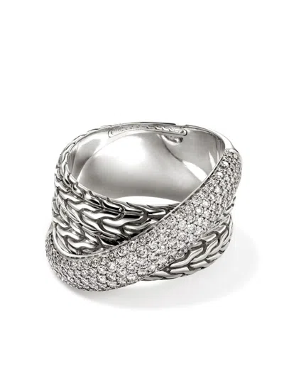 John Hardy Sterling Silver Jh Essential Crossover Diamond Ring