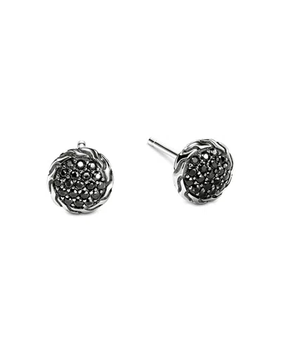 John Hardy Sterling Silver Jh Essentials Black Sapphire Cluster Stud Earrings In Metallic