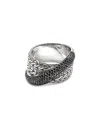 John Hardy Sterling Silver Jh Essentials Black Sapphire Pave Crossover Statement Ring In Black/silver