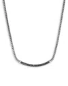 John Hardy Sterling Silver Jh Essentials Black Sapphire Pave Curved Bar Necklace, 16-18 In Black/silver