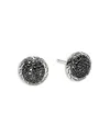 John Hardy Sterling Silver Jh Essentials Black Sapphire Pave Framed Stud Earrings In Black Saphire