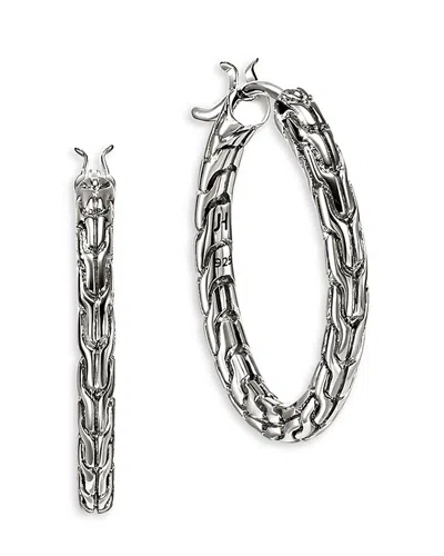John Hardy Sterling Silver Jh Essentials Chain Motif Hoop Earrings In Metallic