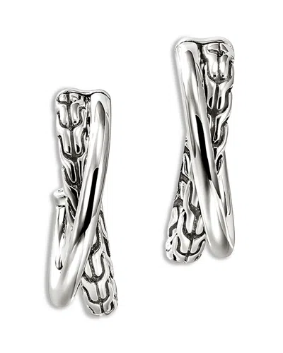 John Hardy Sterling Silver Jh Essentials Crossover Hoop Earrings In Metallic