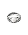 John Hardy Essential Pearl Stackable Ring In White/silver