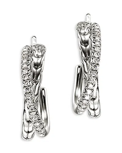 JOHN HARDY STERLING SILVER JH ESSENTIALS DIAMOND PAVE CROSSOVER EARRINGS, 0.28 TCW