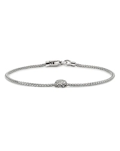 John Hardy Sterling Silver Jh Essentials Diamond Pave Disc Chain Bracelet In Metallic