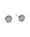John Hardy Sterling Silver Jh Essentials Diamond Pave Frame Stud Earrings In Silver
