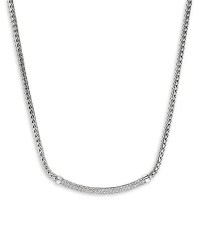 JOHN HARDY STERLING SILVER JH ESSENTIALS DIAMOND PAVE NECKLACE, 16-18