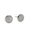 John Hardy Sterling Silver Jh Essentials Diamond Pave Frame Stud Earrings In Silver