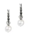 John Hardy Sterling Silver Jh Essentials Freshwater Pearl Hoop Earrings In Metallic
