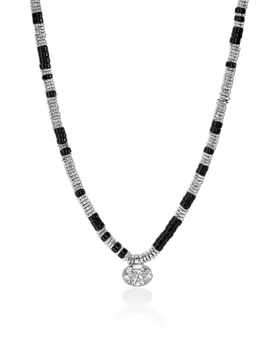 John Hardy Sterling Silver Jh Lovestruck Lab Grown Diamond Solitaire Bezel Onyx Heishi Bead Pendant Necklace, 1 In Multi