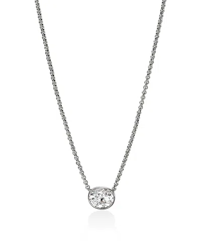 John Hardy Sterling Silver Jh Lovestruck Lab Grown Diamond Solitaire Bezel Pendant Necklace, 16-18 In Metallic