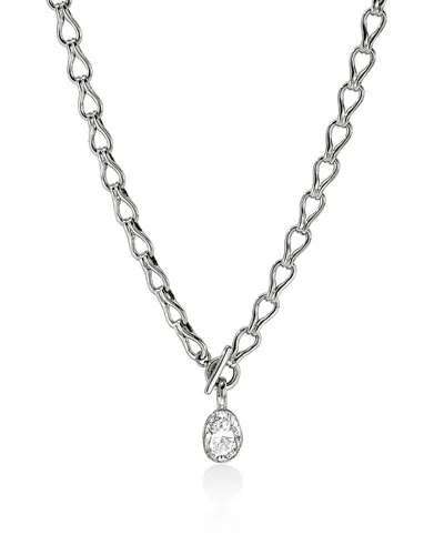John Hardy Sterling Silver Jh Lovestruck Lab Grown Diamond Solitaire Surf Link Toggle Necklace, 18 In Metallic