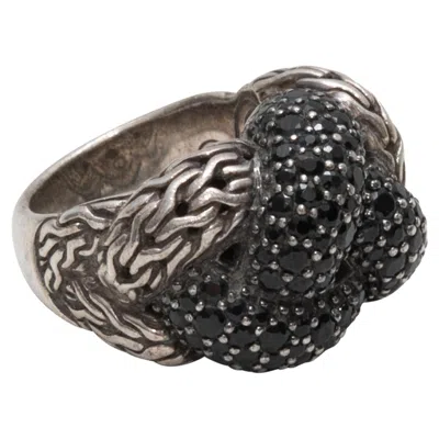 Pre-owned John Hardy Sterling Silver  Lava Black Sapphire Ring Size Us 7.5 In Red