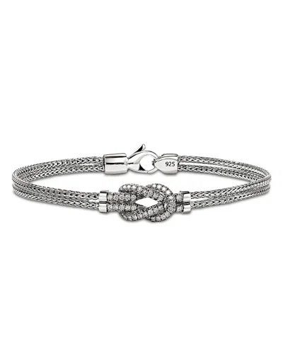 John Hardy Sterling Silver Love Knot Diamond Bracelet In Metallic