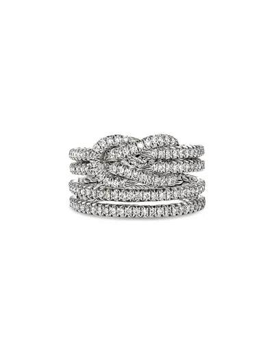 JOHN HARDY STERLING SILVER LOVE KNOT DIAMOND MULTIROW RING