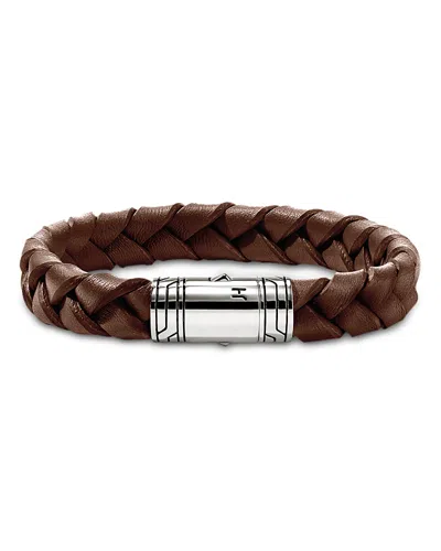 John Hardy Sterling Silver Men's Braided Leather Bracelet In Black