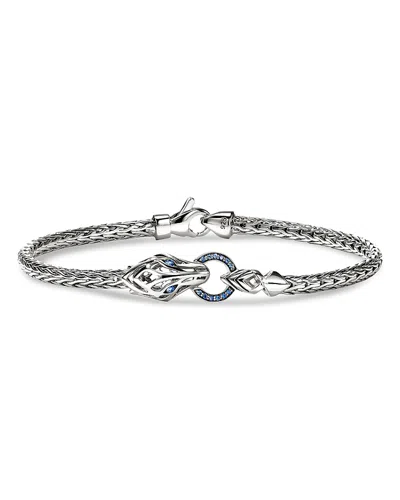 John Hardy Sterling Silver Naga Blue Sapphire Dragon Chain Bracelet In Metallic