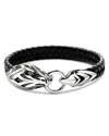 John Hardy Naga Bracelet, Leather, Sterling Silver, Blue Sapphire, 10mm In Black/silver