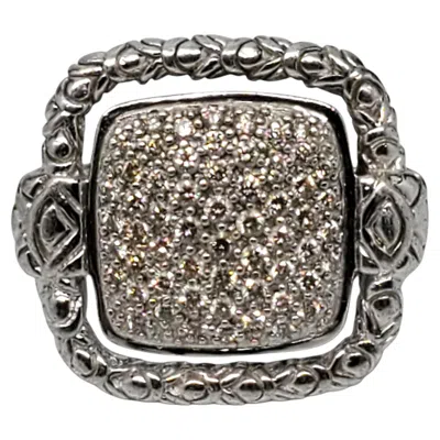 Pre-owned John Hardy Sterling Silver Naga Pave Diamond Square Ring Size 7 #24344 In Multi