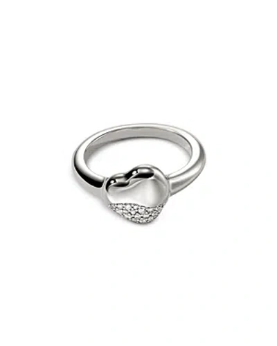 John Hardy Sterling Silver Pebble Diamond Heart Ring