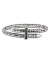 John Hardy Sterling Silver Spear Black Sapphire Flex Bracelet In Black/silver