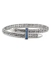 John Hardy Sterling Silver Blue Sapphire Spear Flex Cuff Bracelet In Blue/silver